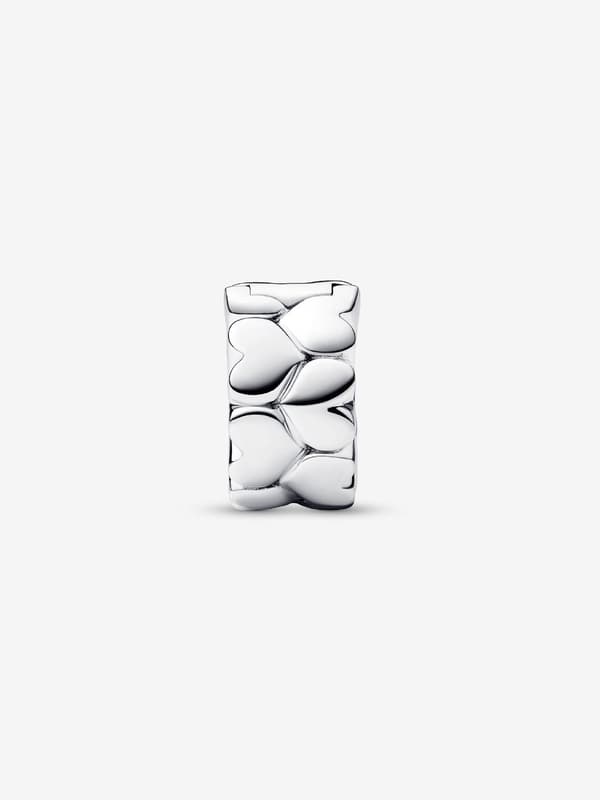 - Hjerte Mønster Clip Charm - Sterling sølv