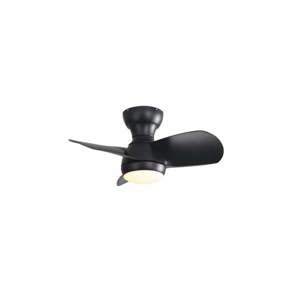 23 tommer soveværelse loftventilator med 3 dæmpbare ABS-blade, sort, med 18W LED-belysning