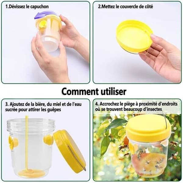 Asiatisk Getingfälla, Geting- och Bålgetingfälla för Utomhushängning, Bålgetingfällkit för Plastflaska Inomhus, 3 st