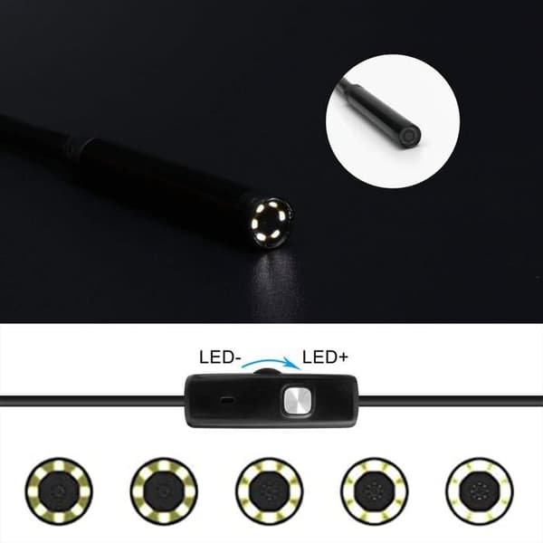 7 mm USB-endoskop for Android, CMOS HD 2-i-1 vanntett endoskop for smarttelefoner (1m)