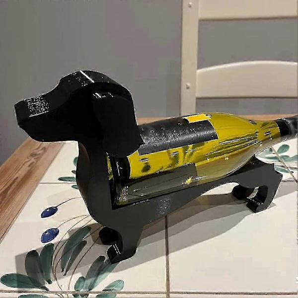 Dachshund Vinflaskeholder Morsom Personlig Dekorativ Vinstativ Hjemmedekor Aksenter Black