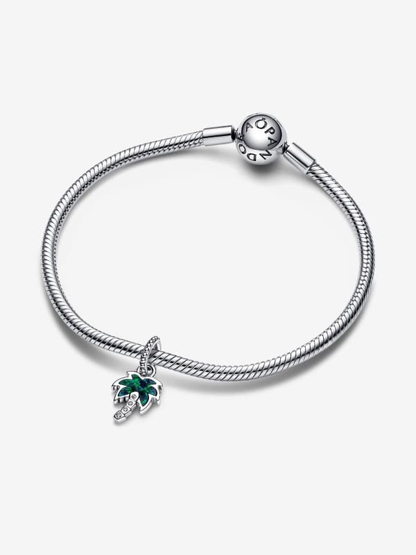 - Opaliserande grön palmträd hängberlock - Sterling silver