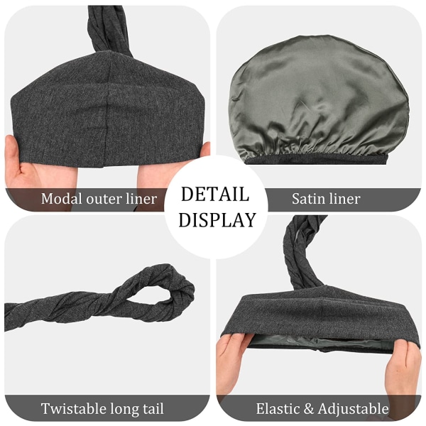 4 ST Turban för män Halo Turban Durag Vintage Turban Twist Head Wraps Elastisk Modal och satinfodrad Turban Scarf Tie för hår Color1