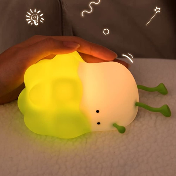 Liggende Flad Grøntsags Børne Natlampe, Bærbar LED Sød Baby Natlampe Børnelampe, USB Genopladeligt Batteri Silikone Dæmpbar Grøntsags Sovelampe