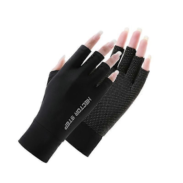 Upf 50+ Fingerlösa Solhandskar För Uv-skydd Handskydd, För Kvinnor Fiske, Bilkörning, Cykling, Vandring Black M