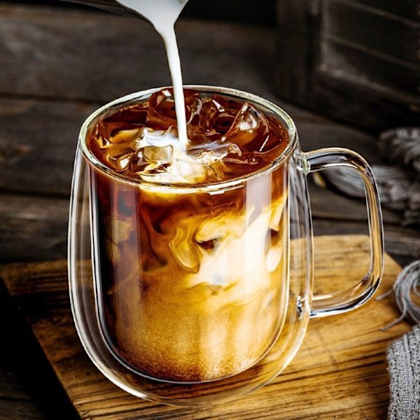 Dobbeltveggede kaffekopper i glass, sett med 2, 350 ml - Vakuumisolert