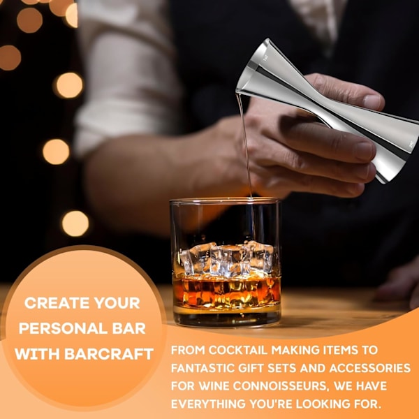 Cocktail Jigger i rustfrit stål - Professionel 10ml/20ml/30ml/45ml spiritusmåler til bartendere (Sølv)