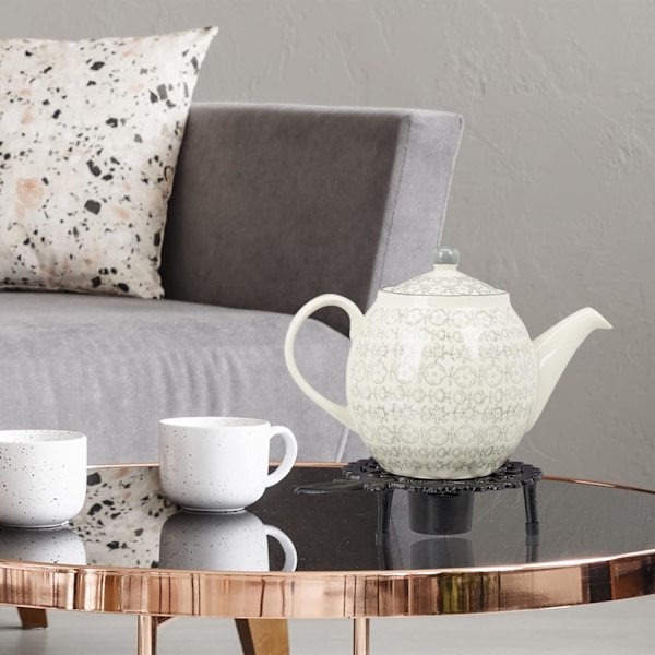 Te- og kaffekanner, støpejern, for 1 telys, antikk design, rustikk tevarmer, svart, 1 stk