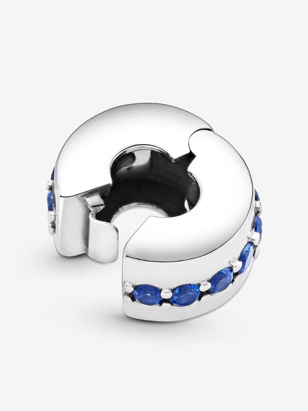 - Blå gnistrande klämcharm - Sterling silver