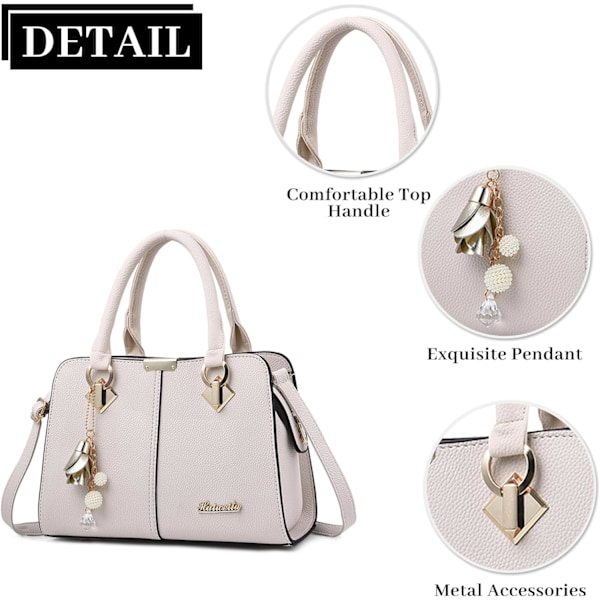Håndvesker for kvinner Elegant anheng Damer Skuldervesker Topphåndtak Crossbody Veske PU Lær for Shopping Arbeid Dating White
