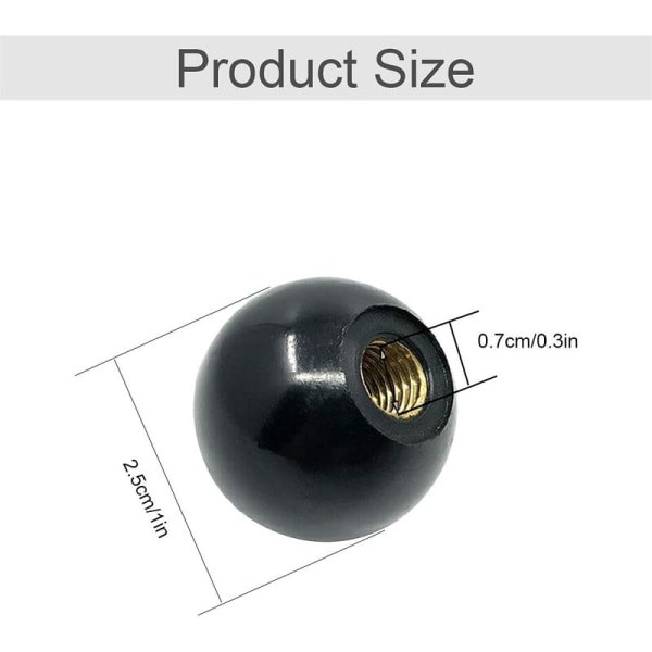 Kulhandtag med kula - 10 st M6 25 mm isoleringshandtag svart bakelit kulhandtag invändig gänga rund koppar mutter universal maskinverktygstillbehör