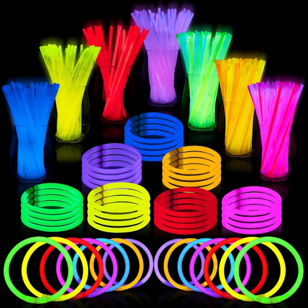 100 stk. Glow Sticks Bulk 8\" Glowsticks, Glow Stick Armbånd Halskæder, Selvlysende Festartikler, Jul, Halloween Festartikler Pakke