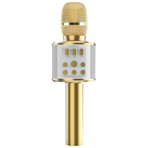 Karaokemikrofoni, langaton Bluetooth-mikrofoni lapsille LED-valoilla, kannettava karaokelaite laulamiseen, lelu/lahja tytöille ja pojille, KTV, kaiutin Gold