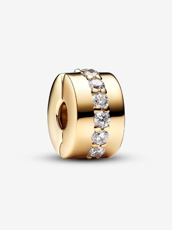 - Klar Glitrende Rad Klips Charm - 14k gullbelegg