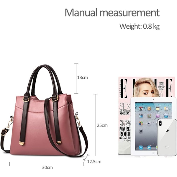 Damehåndtasker, Elegant Tote Bag med Top-Håndtag, Skuldertaske, Patent Læder Håndtaske, Arbejdstaske til Damer Rosa