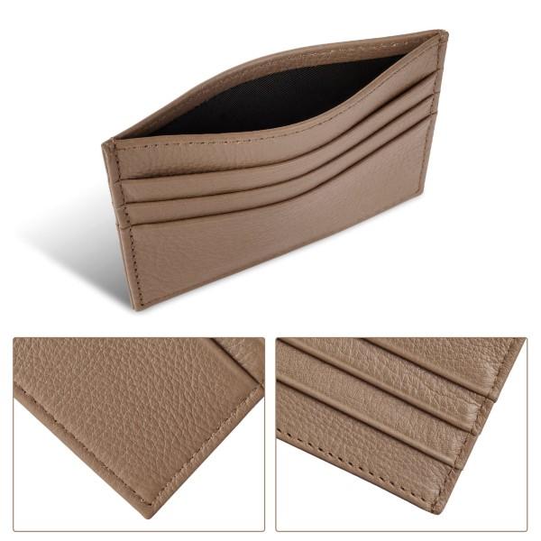 Smal kortfodral i äkta läder plånbok 6 kortplatser Dark brown