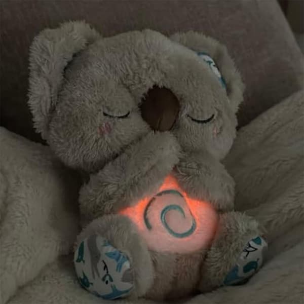 Grå - Afslappende Koala, Sovende Odder, Angstlindrende Koala, Åndende Odder, Bærbar Plyslegetøj med Musikalsk Lys og Pac-Man grå gray