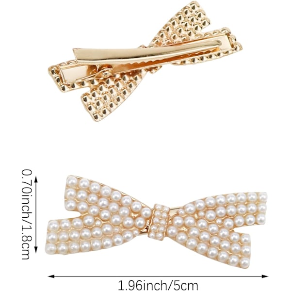 5 stk. Hårspenner med perle og sløyfe, Duckbill-hårklyper, gullfarget metallhårspenne, elegante søte hårnåler, hårtilbehør, hodeplagg, stylingverktøy, gaver