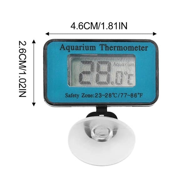 Akvarietermometer - Vattentät termometer - Akvarietermometer med sugkopp - Termometer med LED-display - Batterier ingår