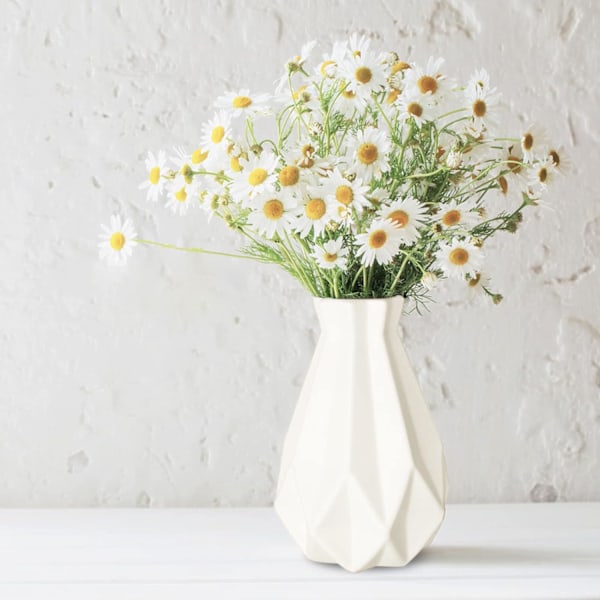 Vase for Blomster - Rustikk Stil Hvit Geometrisk Skrivebord Dekorativ Vase Plast Store Flasker