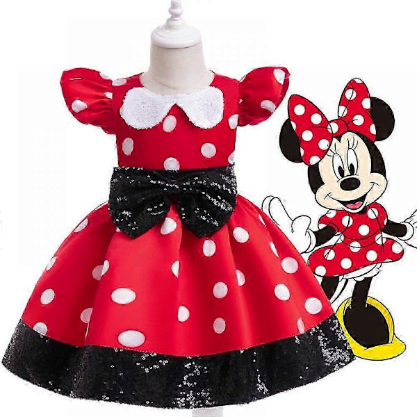 Minnie Prinsessklänning Flickor Föreställningsklänning Festklänning Klänning Red 100cm