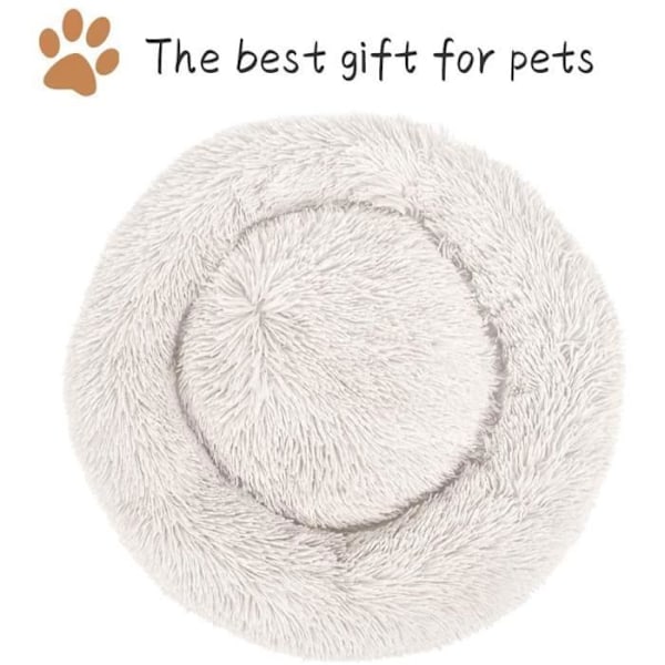 Hund Katt Säng Rund Kattkorg Extra Mjuk Plysch Bekväm Söt Djurbädd Djup Sömn Husdjur White Style 1