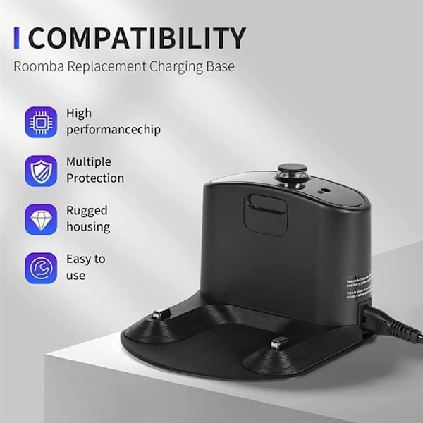 Lataustelakka IRobot Roomba E5 E6 I1 I3 I4 I6 I7 I8 500 600 700 800 900 -sarjan latausalustalle EU-pistoke