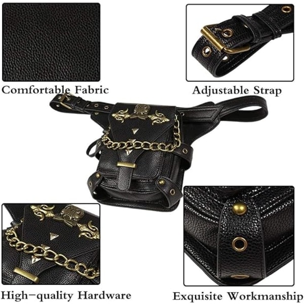 Taktisk Drop Leg Bag, Höftbälte Midja Axelväska Crossbody, Handväska Svart