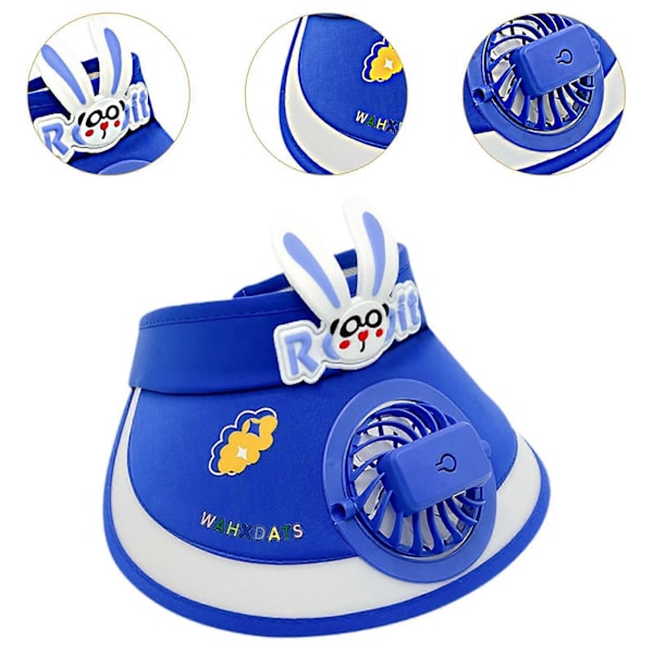 Solskärm Keps med Fläkt USB-driven Solhatt Inbyggd Fläkt för Flickor Pojkar Barn Strand Rosa Dark Blue M