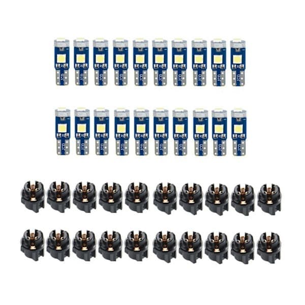 20 st T5 LED-lampor för bilinstrumentbräda, mätare, indikator, 3030-3smd lampbyte med vridning