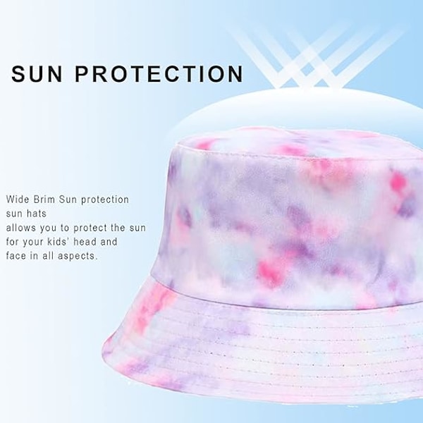 Bøttehatt Vendbar Sammenleggbar Tie Dye Hatter Dobbeltsidig Vendbar Strand Sol Barnehatter
