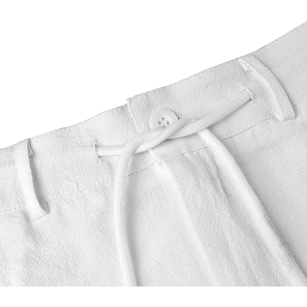 Herr Sommar Ledig Casual Linneshorts Strand Cargo Shorts med Fickor