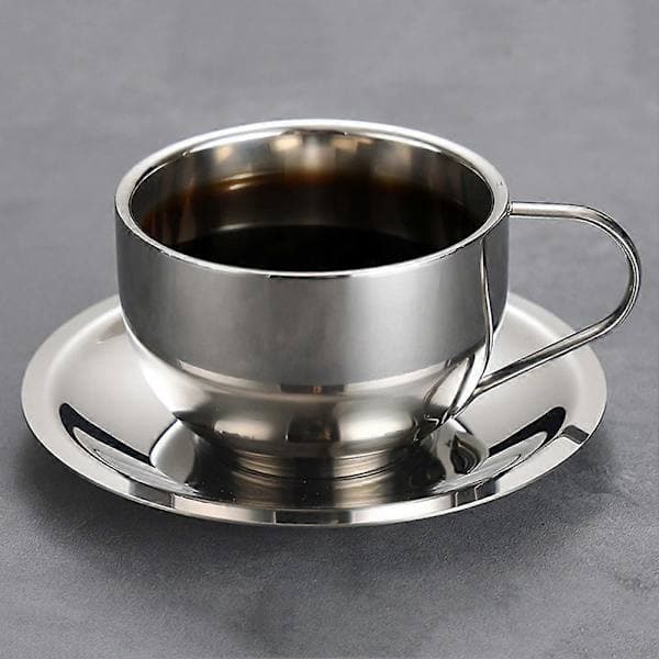 Kaffemuggset i rostfritt stål, diskmaskinssäkra återanvändbara tekoppar för latte, mjölk och te A Silver 3 st 170 ml A Silver 3pcs 170ml
