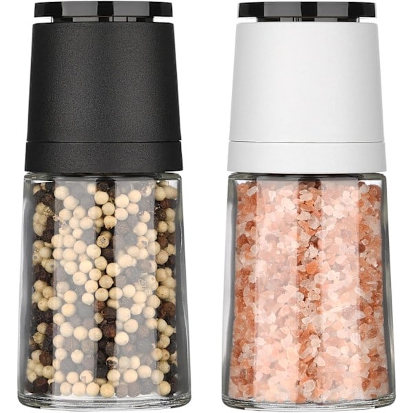 Suola- ja pippurimyllysetti, suola- ja pippurimylly keraamisella ytimellä ja lasirungolla, suola- ja pippurimylly, ei sisällä suolaa/pippuria (2 kpl) (140 ml)