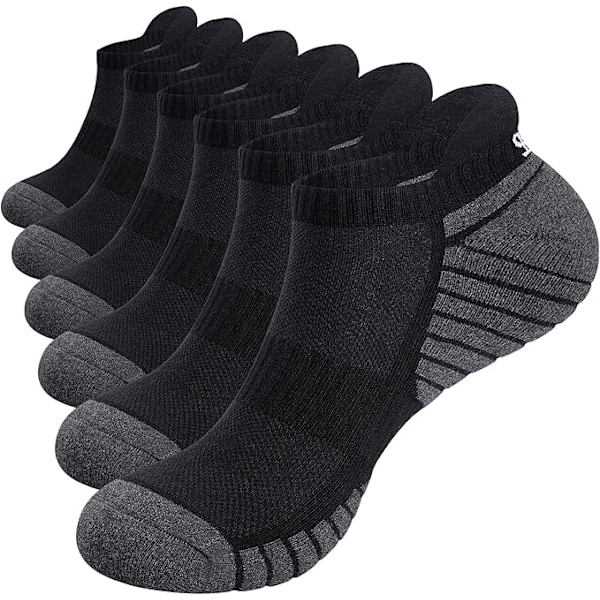 Juoksusukat miehille, 10 paria, rakkuloita ehkäisevät pehmustetut puuvillasukat miehille, naisille, urheiluun, matalat hengittävät urheilusukat Black and gray bare socks