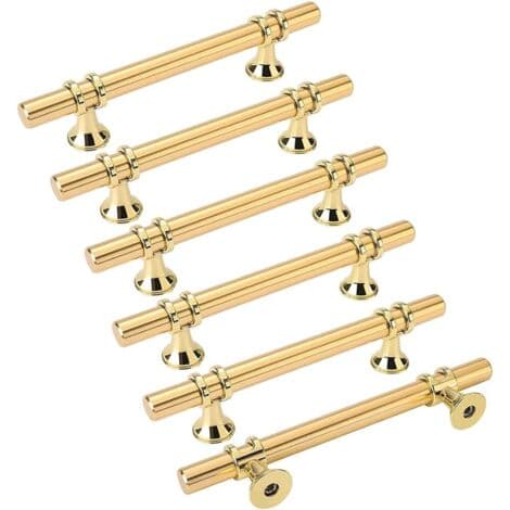 6 stk. guldmøbelgreb - Køkkendørgreb - Messingskuffegreb - Guldmøbelgreb - 128 mm hulafstand