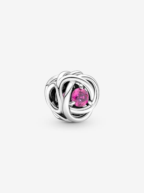 - October Pink Eternity Circle Charm - Sterling sølv