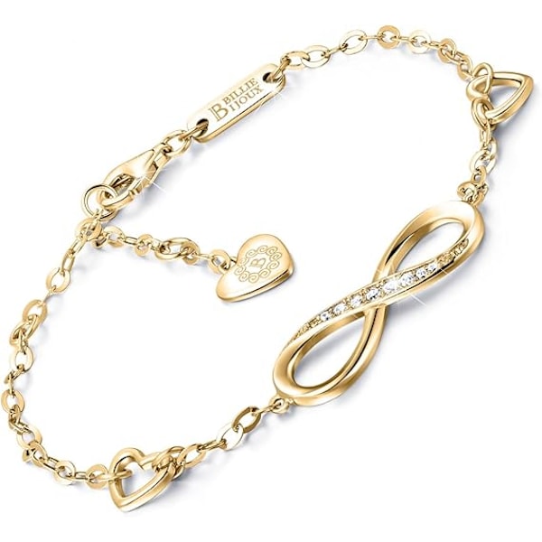 925 Sterling Silver Infinity Oändlig Kärlek Symbol Charm Justerbart Armband Julklapp