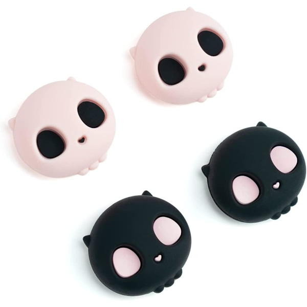 Söta silikon Joy Con tumgreppsskydd, joystickskydd kompatibelt med Nintendo Switch/OLED/Switch Lite, 4 st - Rosa Dödskalle