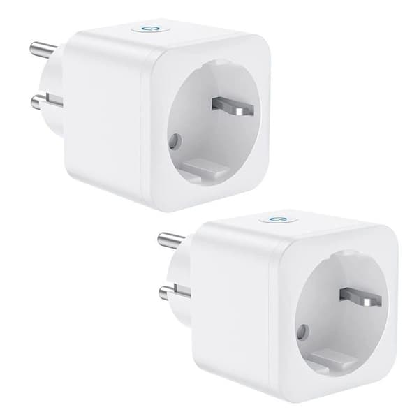 WiFi smartplugg, 16A 3300W, kompatibel med Alexa og Google Home (2-pakning)
