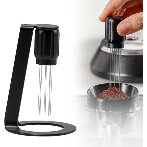 Wdt-verktyg nål kaffeverktyg espressodoseringsnål med stativ magnetisk kafferörare fint rostfritt stål espressonål kaffeaccessoarer