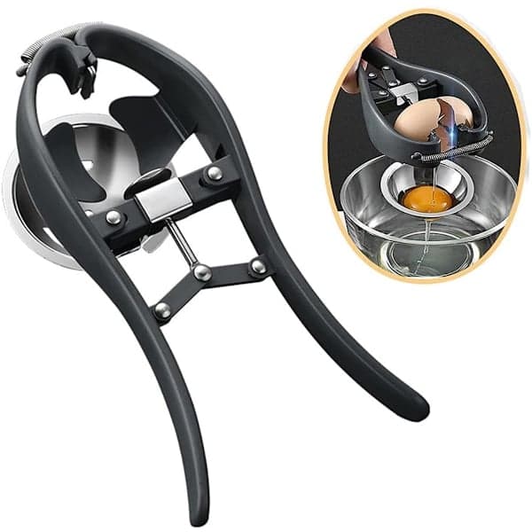 Egg Cutter Rustfritt Stål Eggeskallkutter Eggplukker Eggåpner Rustfritt Stål Eggåpner og Separator Egg Cracker Multifunksjonell Gadget Svart 1
