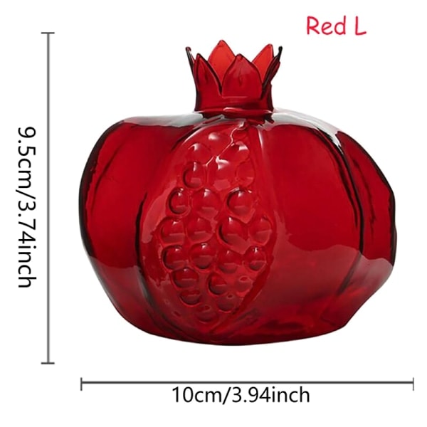 Granatäpple Glas Vas Heminredning Blomvas för Frukt Cachepo Red L