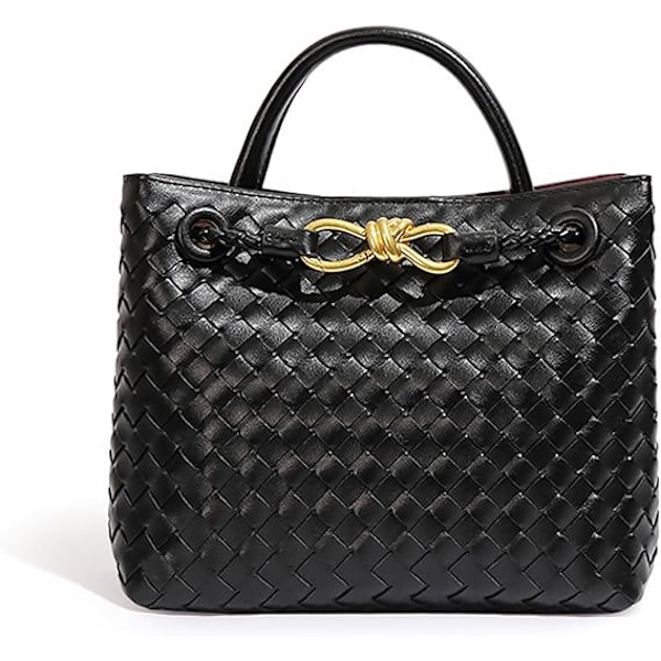 Vävd damväska, Vävd väska med handtag, Vävd axelväska, Crossbody-väska Negro