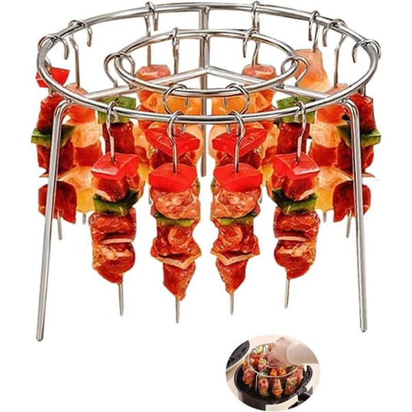 Airfryer tilbehør, grillspydsæt i rustfrit stål, 24 spyd + grill, kompatibelt tilbehør til airfryer-fad