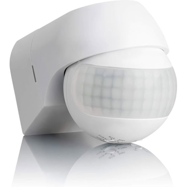 Utomhus Rörelsedetektor IP44, Ytmonterad, Programmerbar, Infraröd Sensor, Räckvidd 15m/180°, Lämplig LED