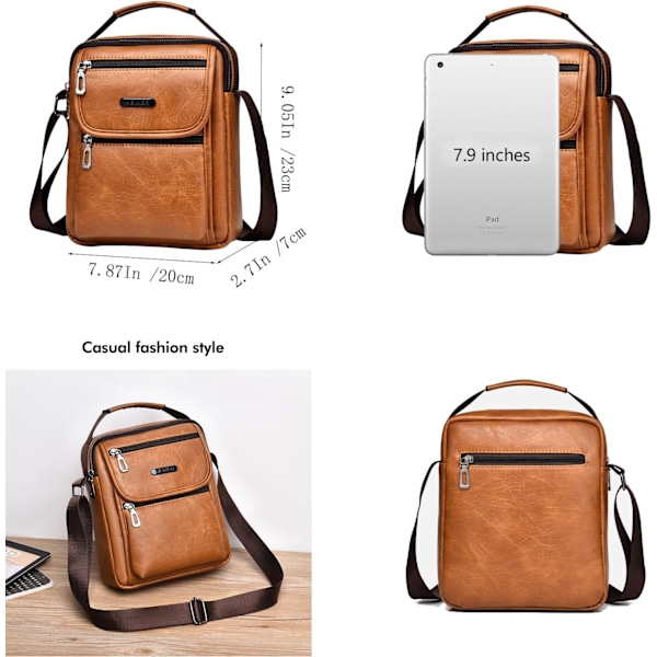Herretaske Herre Skuldertaske Læder Håndtasker Vandtætte Crossbody Tasker Retro Business Casual Messenger Læder Messenger Tasker Mænd