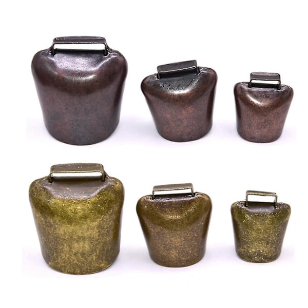 Antikke metal ko-klokker, høje heste- og fåreklokker, husdyrklokker til landbrug Green Bronze Medium