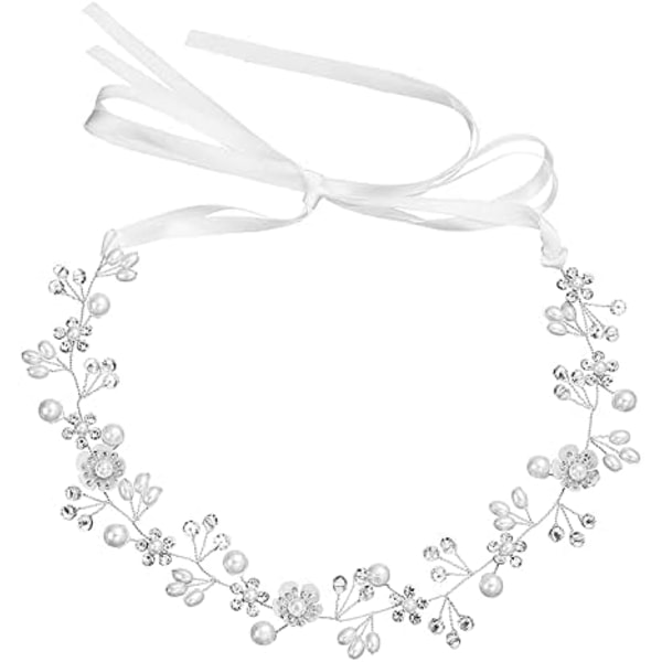 Kristallpärla Brudhårband Bohemisk Huvudsmycke Löv Hårvinranka Blomma Bröllop Håraccessoarer (Silver)