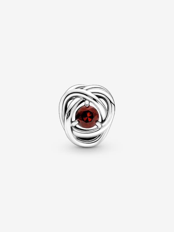 - January Red Eternity Circle Charm - Sterling silver